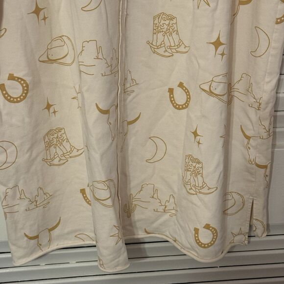 Umgee Western Pullover Raw Hem Terry Sweatshirt Tunic Dress TX Cowgirl Print 2xl - Picture 8 of 12